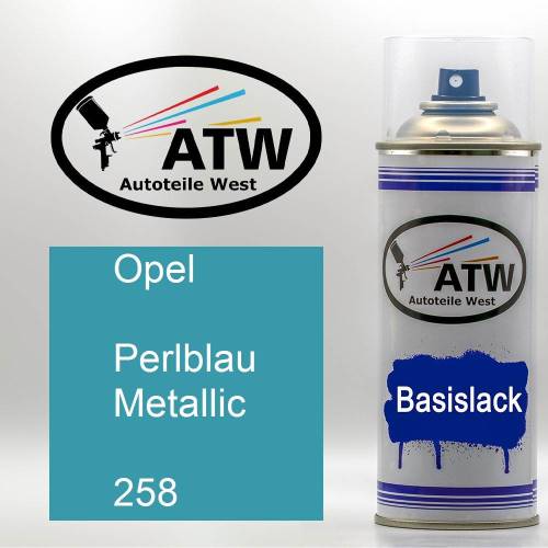 Opel, Perlblau Metallic, 258: 400ml Sprühdose, von ATW Autoteile West.